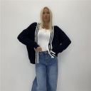 cardigan con bordo a righe contrast